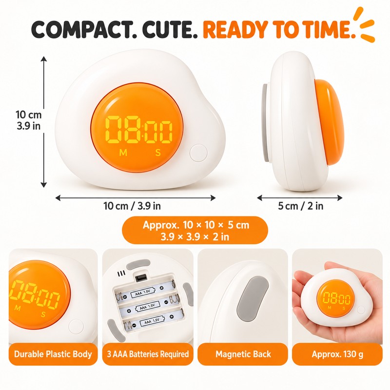 Magnetic Kitchen Timer for Cooking – Mini Digital Timer with