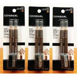 Covergirl Easy Breezy Brow Pencil with Sharpener, #510 Soft Brown, Lot of 3