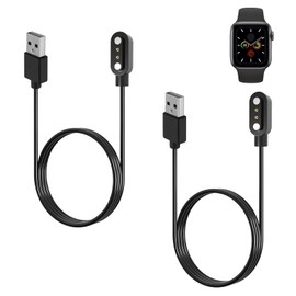 2 Pcs Smart watch Magnetic Charger, 2 Pin 4mm Smartwatch Charging Cable Compatible with YAMAY SW022 Ticwatch GTX Haylou RT LS05S AGPTEK LW11 and More, Universal Magnetic Charger for Smartwatch Durable