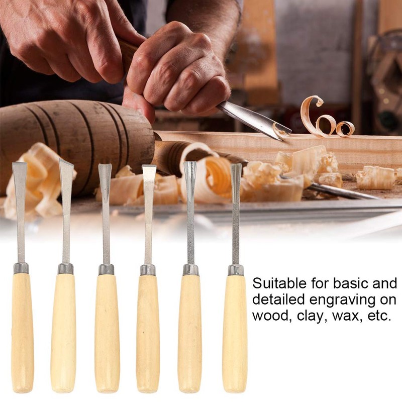 Professional 6 Piece Wood Carving Chisel Set, Engraving Chisel for