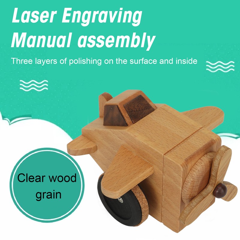 Fighter Music Box Aircraft Wood Craft Musical Box Birthday Christmas