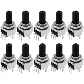 The Lord of the Tools 10PCS Logarithmic 9mm Potentiometer 100K Ohm 6mm Knurled Shaft 25mm Shaft Length for PCB or Panel Mount Applications Use with Communications Equipment Consumer Goods