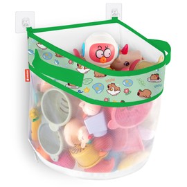 UNEEDE Bath Toy Storage with 3 Compartments, Bath Toy Storage, Bath Toy Storage Bag, Bath Toy Hanging Organiser Bag, Bath Toy Mesh