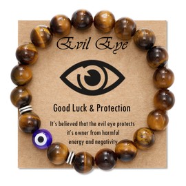 Glemay Evil Eye Bracelet for Men Natural Stone Bracelet Protection Good Luck Amulet for Son Boyfriend