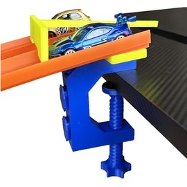 Clamp and 2 Lane Starter Gate Compatible with Hot Wheels for Attaching to Tables for Racetracks