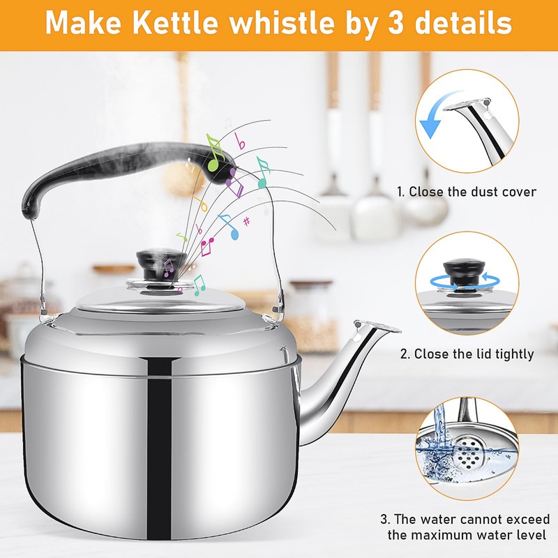 Stovetop Kettle 5 Quart/5L Stainless Steel Whistling Tea Kettle with