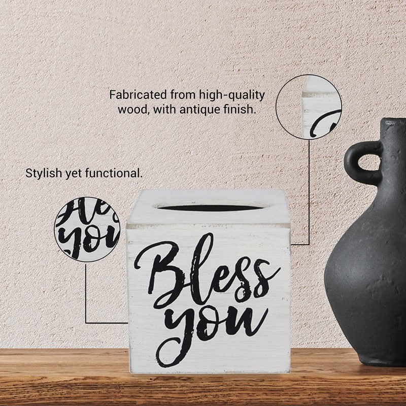 Young's Inc. Wood Bless You Tissue Box Cover - Tissue