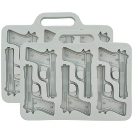 Fairly Odd Novelties Ice Cube Tray, Two Pack, Gray Handgun
