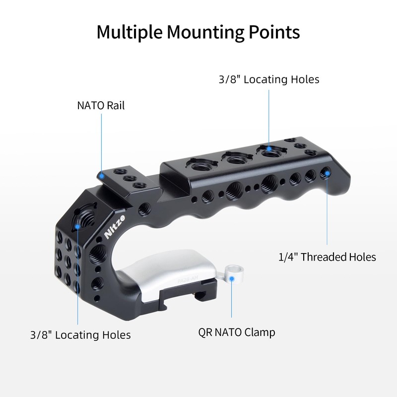 Nitze Lightweight NATO Top Handle, Built-in NATO Rail, Quick Release