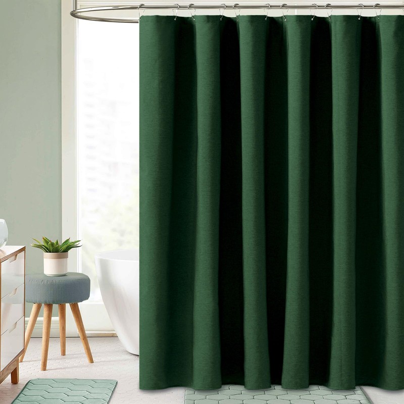 BTTN Extra Long Fabric Shower Curtain, 84 Inch Linen Textured