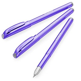 Zebra ZGE Gel Ink Stick Pens - Metallic Barrel - 0.7mm - Metallic Purple - Pack of 3
