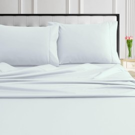 Tribeca Living 1000 Thread Count Egyptian Cotton Sheets Queen Size, Luxurious and Ultra Soft Sateen Weave, 22" Extra Deep Pocket 4-Piece Bed Sheet Set, White