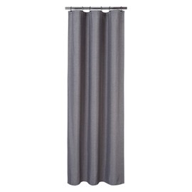 Flax linen like 240 GSM heavy shower curtain for bathroom with hooks, hotel luxury fabric, washable, grey, 120 x 180 cm