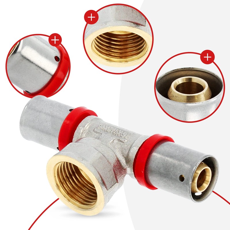 T-Piece PEX Press Fitting 16 x 1/2 Inch x 16