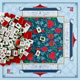 Handheld Christmas Mahjong Tiles 30x23x13mm Acrylic 160 Tiles Blue Floral Pattern Santa Xmas Tree GiftColor: Blue Mahjong Mat