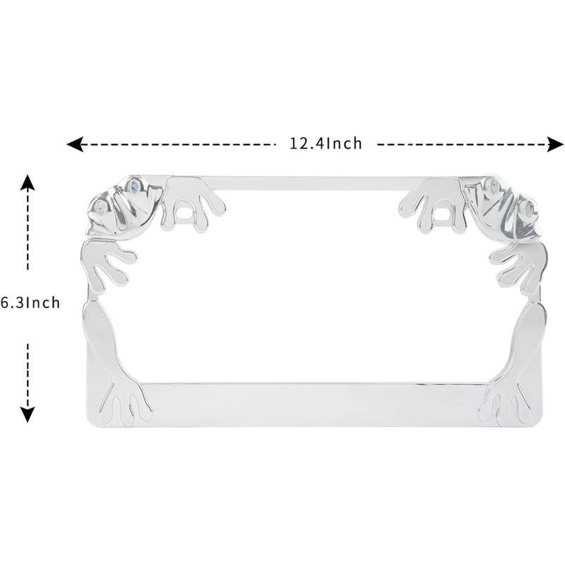 Chrome Frog License Plate Frames, 3D Horror License Plate Frames