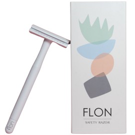FLON® Single 2.0 Premium Long Double-Edged Safety Razor | Plastic Free Zero Waste Gift UK (White)