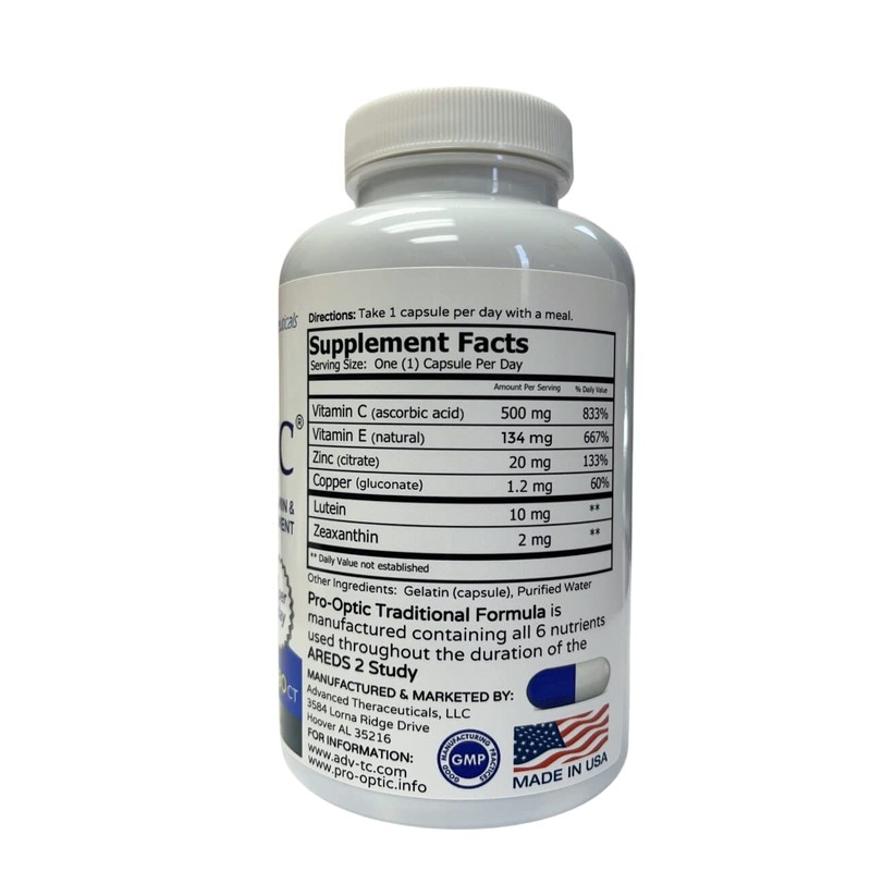 PROOPTIC Traditional Formula (AREDS 2 Based Formula) 180 Capsules -