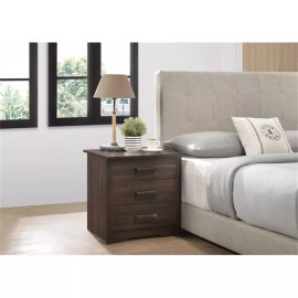 Bowery Hill Engineered Wood Contemporary 3 Drawer RTA Nightstand in Wenge