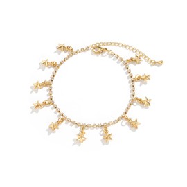 Clataly Star Tassel Ankle Gold Crystal Ankle Bracelets Beach Foot Chains Jewellery Accessories for Women and Girls