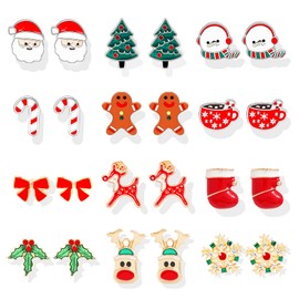 4/6/9 Pairs Christmas Bells Earrings for Women,Christmas Dangle Hook Earrings Set with Bells, Christmas Trees, Snowflakes for Women Girls Thanksgiving Xmas