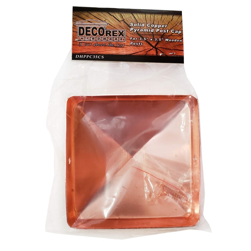 3.5" x 3.5" Solid Copper Pyramid Post Cap for True/Actual