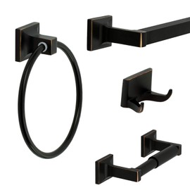 Bennington Redwood Series 4 Piece Bath Hardware Bathroom Accessory Set, Oil Rubbed Bronze