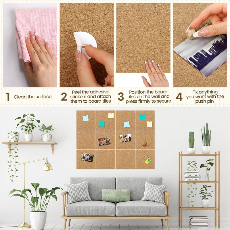 Aodaer 12 Pack Cork Boards 48" x 36" Thick Bulletin