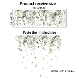 Hanging Green Plants Leaves Wall Stickers Removable DIY Vinyl Decals Peel and Stick Boho Home Decor Mural Art for Bedroom Living Room Offices