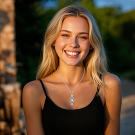 CUPENDA Celtic Knot Birthstone Necklace Sterling Silver Irish Celtic Moonstone Pendant Necklace Good Luck Jewellery for Women