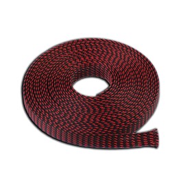 Cable Management Cord Organizer Protector Wire Loom 1/4" Inch 20 FT Black Red Braided Cable Organizer Expandable Cord Cover Super-Deals-Shop