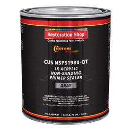 Custom Shop Premium 1K Acrylic Non-Sanding Primer Sealer Paint, Color Gray, 1 Quart - Fast Drying, Ready-To-Spray, Apply Over Automotive Primer Surfacers, Sanded Finishes - Topcoat Urethane, Enamel