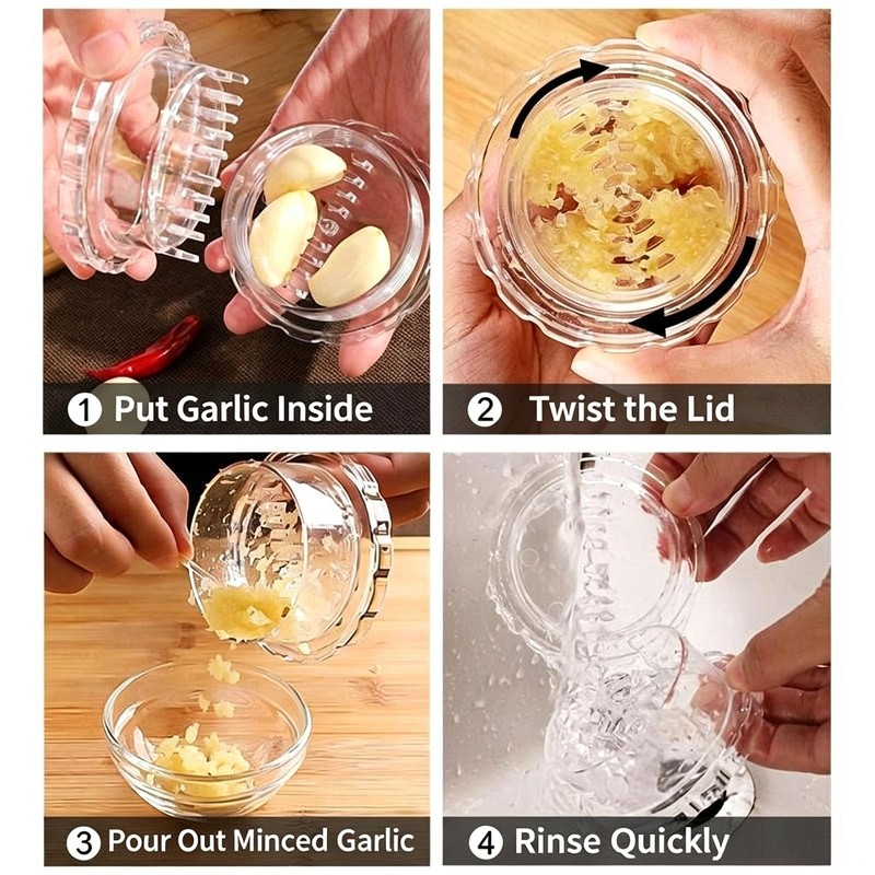 Clear Manual Garlic Twister and Ginger Mincer – Effortlessly Crush