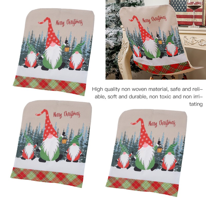 4pcs Chair Covers Soft Elastic Stretch Santa Claus Pattern Dining