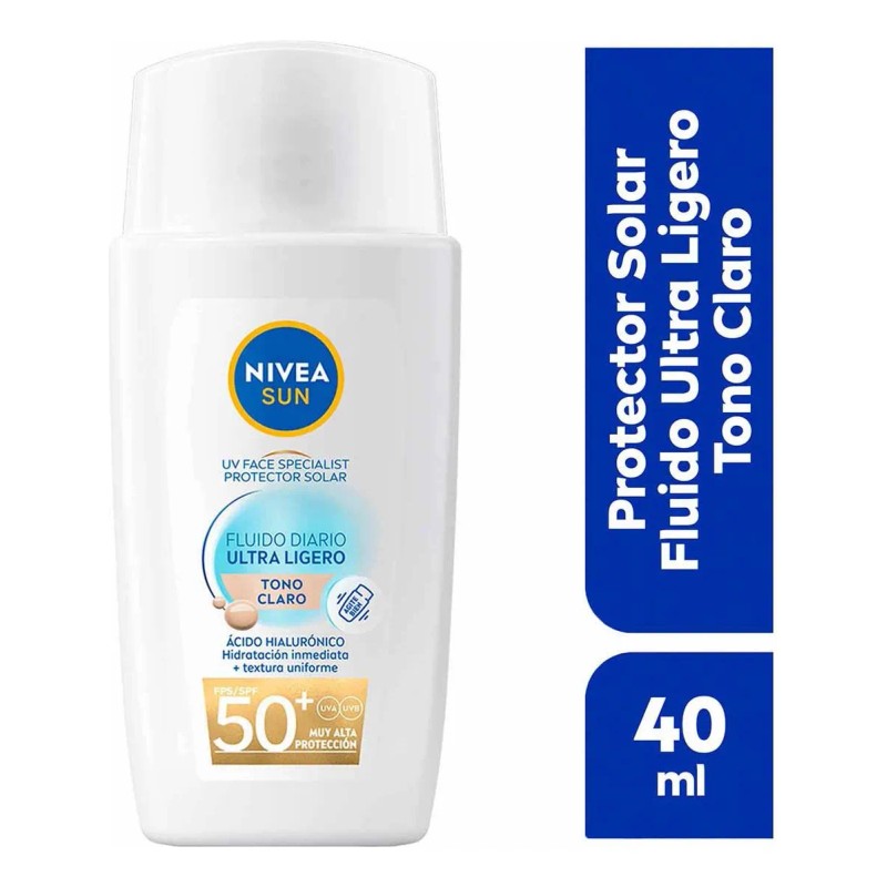 Protector Solar Facial Nivea Sun Fluido Diario Tono Claro Antioxidantes