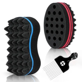Supaze 3Pcs Hair Styling Set for All - Curl Brush, Twist Sponge for Textured Hair with Metal Pick