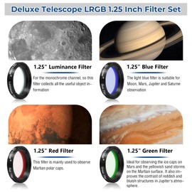 Alstar Deluxe Telescope LRGB 1.25 Inch Filter Set - Colour Filters for Use with Monochrome CCD Cameras - Give Stunning Astrophotographic Results