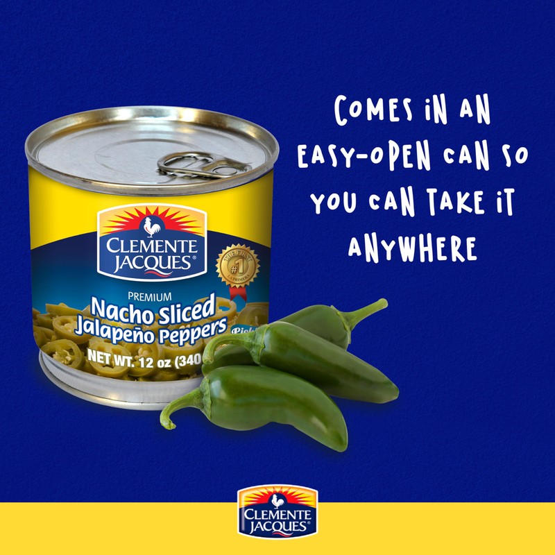 Clemente Jacques Nacho Jalapeno Peppers, Sliced Spicy Jalapeno, 12 oz