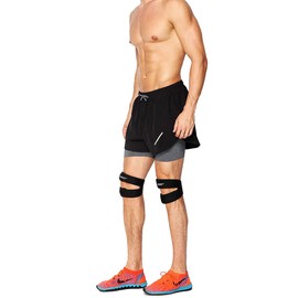 Rodillera con Soporte Doble para Rótula, Ajustable estabilizador de rodilla para tendinitis, artritis, menisco desgarro,correr, voleibol,alivio del do lor de rodilla, recuperación de lesiones, deportes (1, Negro)