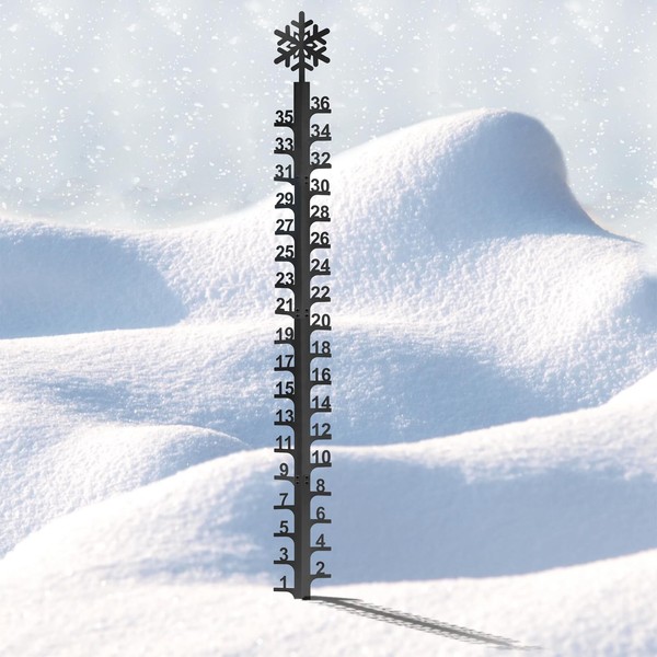 Snow Gauge Outdoor, 36 Inch Snowfall Measuring Gauge Metal Snowflake Iron Art Snow Gauge, Thicken Upgraded Windproof Snowfall Measuring Gauge Snow Ruler for Yard, Lawn, Garden