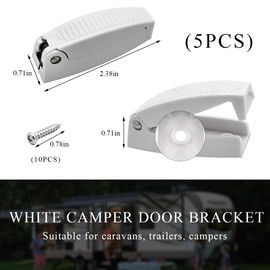 Yourkar 5 PCS RV Door Holder, UV-Protective & Durable ABS Plastic Baggage Trailer Door Open Clips, Rounded RV Van Camper Compartment Latch Clips with Metal Screws, Car Accessories
