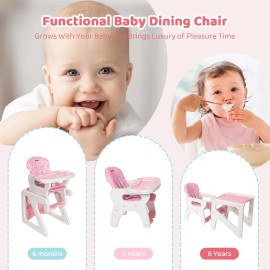 SEJOY Baby High Chair 3 in 1 Adjustable Seat Convertible Toddler Feeding Tray Chair
