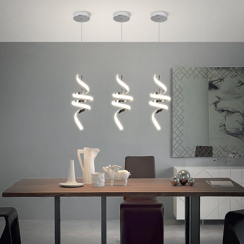 Sovinzert Modern Spiral LED Pendant Lights Kitchen Island, 22W Adjustable