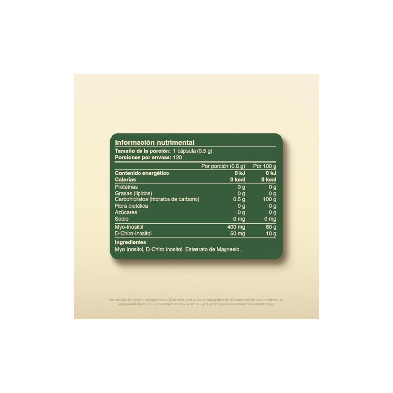 Vitalbotanics Myo Inositol Chiro 120 Cápsulas 500mg Meses Suplementos Alimenticios