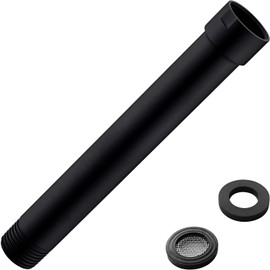 HOMYEP Black Shower Arm Extender 6 Inch Straight Extension Arm for Rainfall and Handheld Shower Head Combo, Female to Male NPT 1/2 Inch Shower Pipe, Matte Black