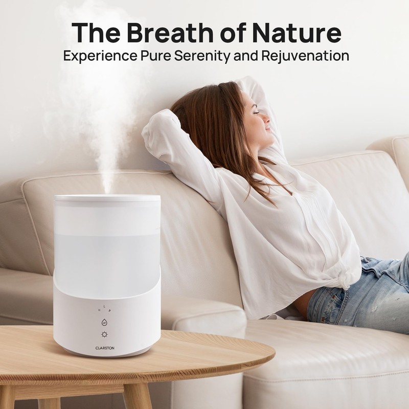 CLARSTON Humidifier for Bedroom, 2.5L Cool Mist Humidifier with Essential