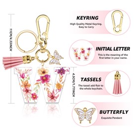Vadaka Alphabet Initial Letter Keyring Tassel Butterfly Keyring for Wallet Backpack Handbags Initial Key Chain for Women(W
