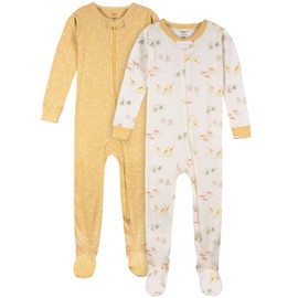 Gerber Unisex-Baby 2-Pack Footed Pajamas, Safari