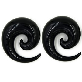 Zaya Body Jewelry Pair of Black Ear Plugs Tapers Spirals Horseshoes Tapers Gauges 24mm 22mm 20mm 18mm 16mm 14mm 12mm 11mm 10mm (20mm)