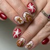 Christmas Glue on Nails - Short Oval Winter False Nails
